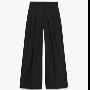 Zara Black 100% Wool Wide Leg Trousers
